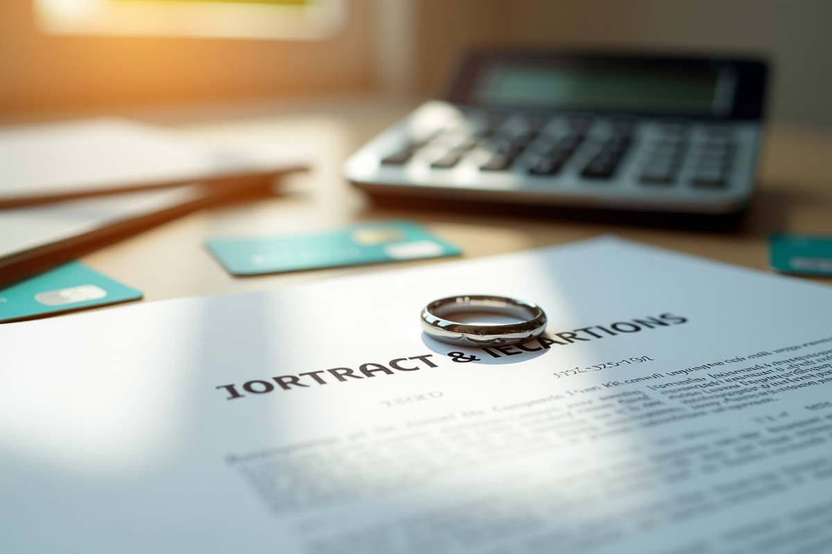 Alliance sur contrat avec cartes de crédit et calculatrice
