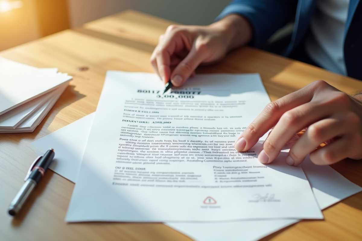 Mains tenant un contrat de prêt bancaire de 40000 euros