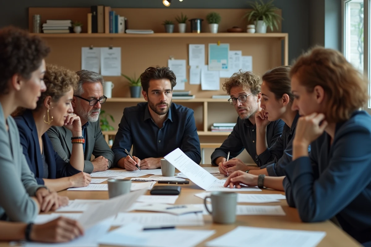 Groupe d'enseignants français autour d'une table en réunion