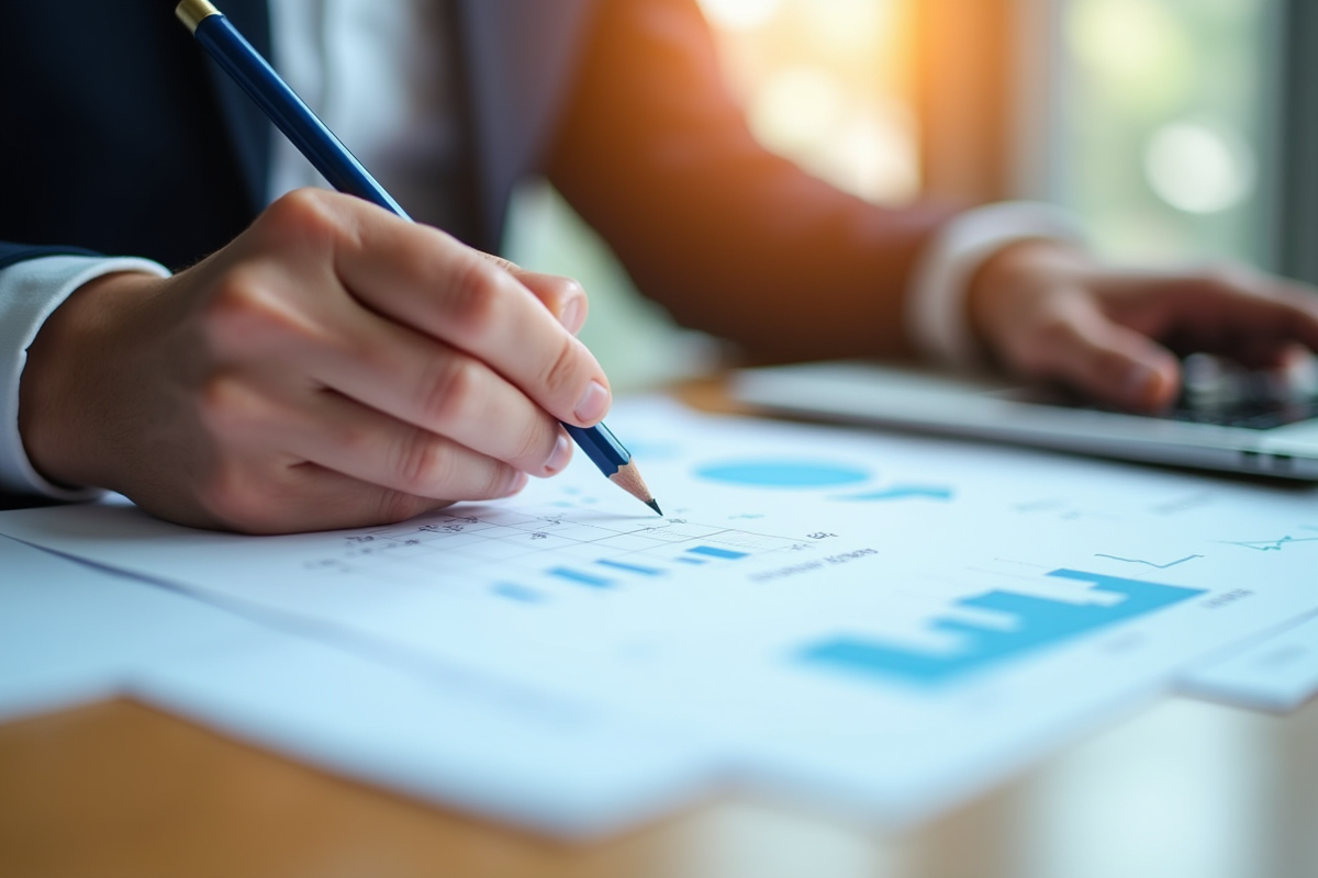 Détails d un bilan financier avec notes et graphiques