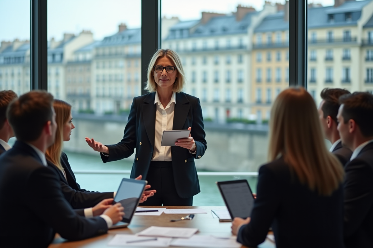 Femme confiante présentant des réglementations crypto