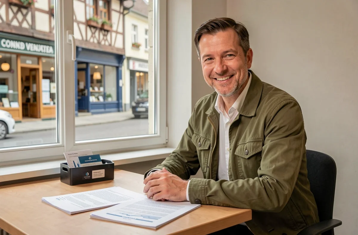 Conseiller de Finance Conseil à Marckolsheim en entretien dans une agence locale de courtage en rachat de crédit