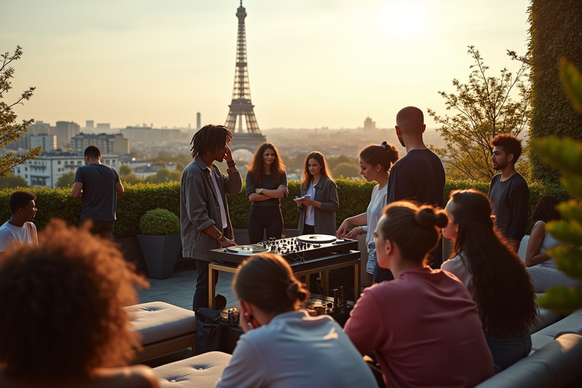 Groupe de jeunes autour d