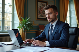 Jeune homme d'affaires en costume à Paris