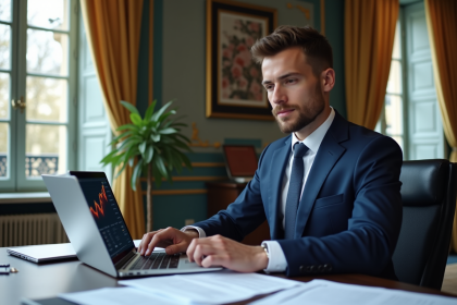 Jeune homme d'affaires en costume à Paris