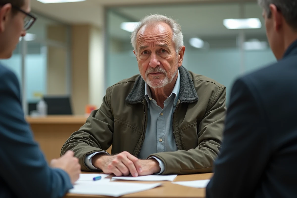 Homme âgé discute avec un conseiller à la banque