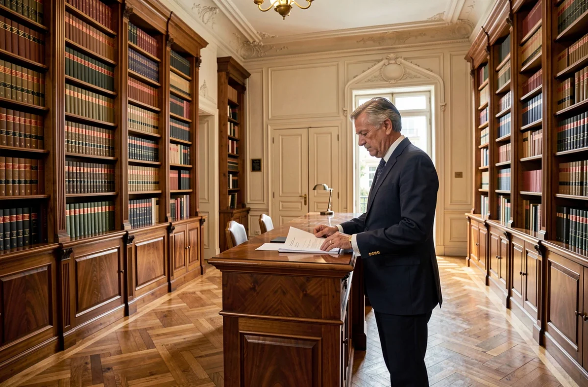 Vue d'ensemble d'un cabinet notarial professionnel dans le Val-d'Oise avec un notaire consultant des documents juridiques