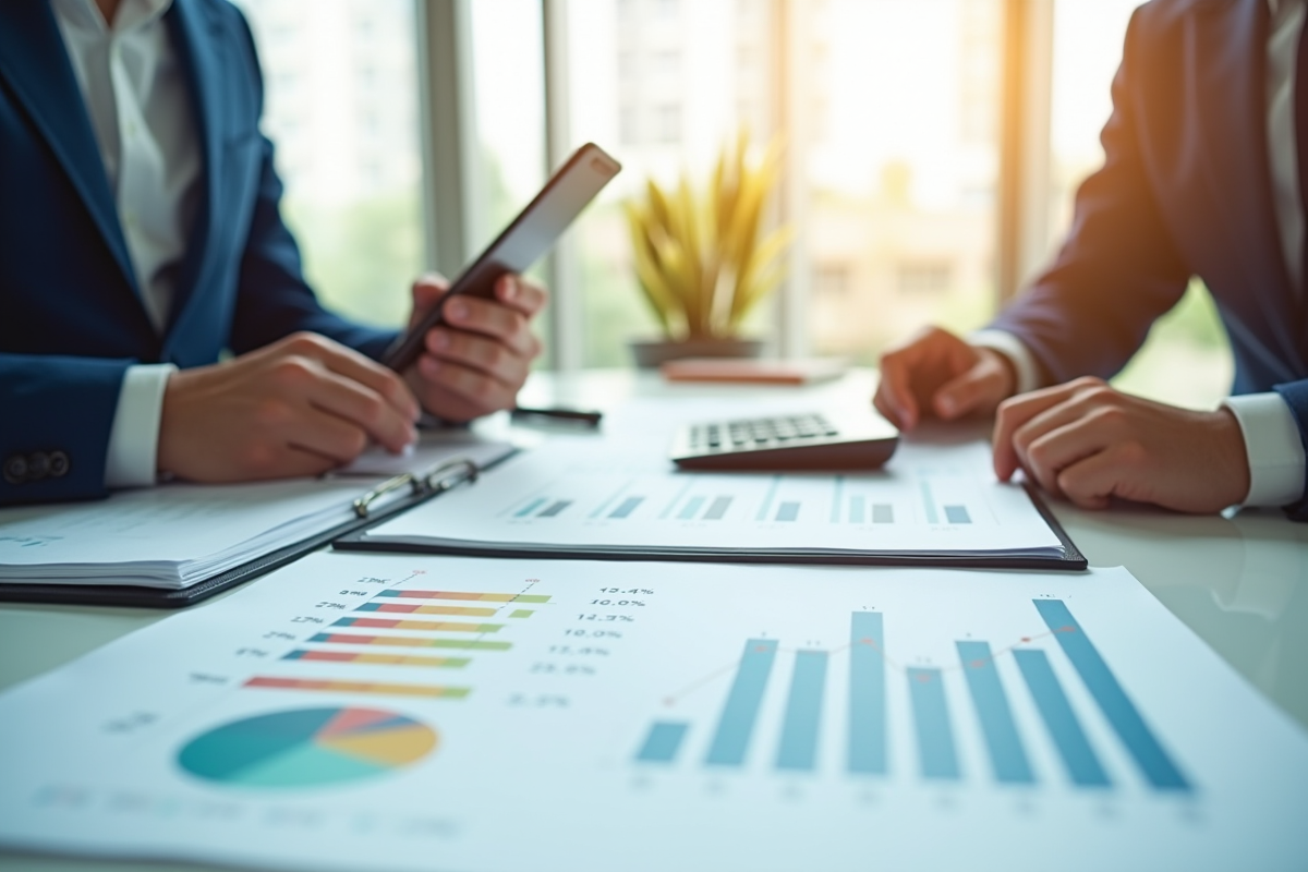 Professionnel financier analysant un graphique de croissance