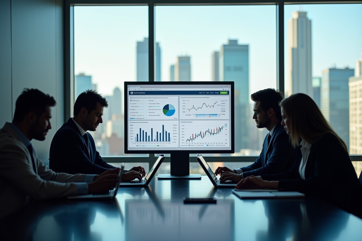 Professionnels de la finance discutant autour d